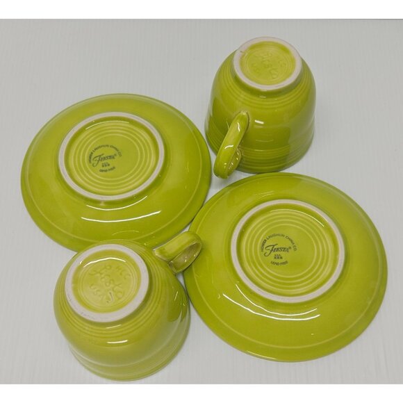 Homer Laughlin Fiestaware Lemongrass Green 7 oz Flat Cup and Saucer Set of 2 - Picture 3 of 3